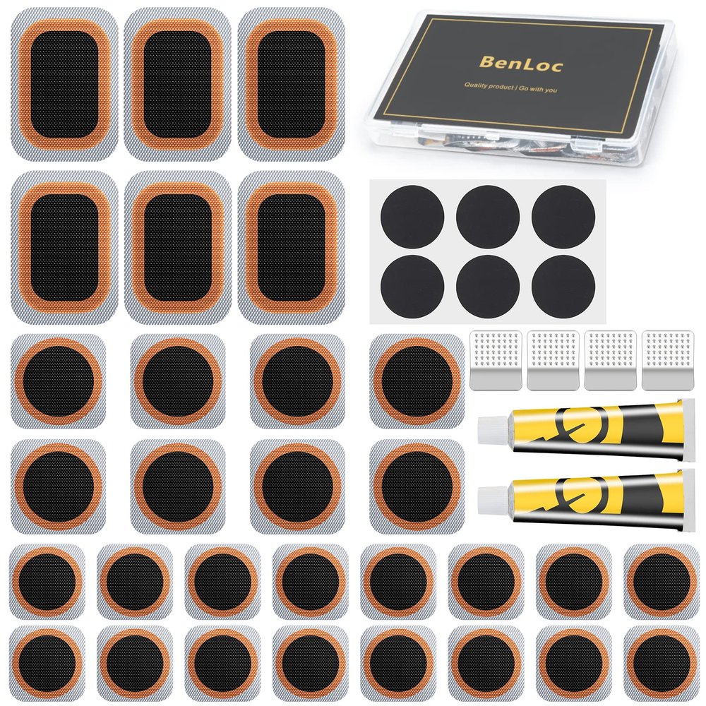 Dexnoca Bike Inner Tire Patch Repair Kit - Bycicle Tube Puncture Patches Kits, 30PCS Vulcanizing Patches, Glueless Patchs for Motorcycle BMX Cycling MTB Road Mountain Bicycle A5