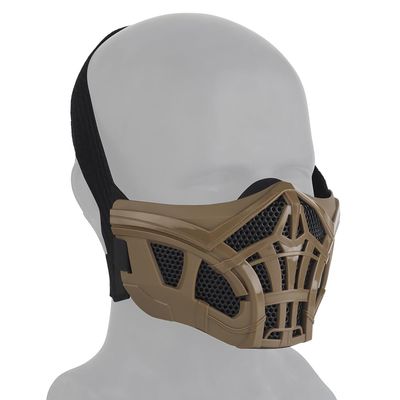Airsoft Half Face Masks, Half Lower Steel Mesh Airsoft Protective Gear Breathable Silicone Lining Mesh Cover for Adult Men Women BBS Airsoft Shooting CS Survival Games (TAN)