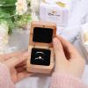 CHGCRAFT Wooden Ring Box Engagement Ring Holder Box with Double Slot Small Wood Ring Jewelry Box for Engagement Proposal Rustic Jewelry Gift Storage, 2.2x2.2x1.5inch view 3