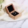 CHGCRAFT Wooden Ring Box Engagement Ring Holder Box with Double Slot Small Wood Ring Jewelry Box for Engagement Proposal Rustic Jewelry Gift Storage, 2.2x2.2x1.5inch view 4