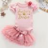 Acwssit Aunties Bestie Baby Clothes Girl Baby Gifts From Aunt Little Bestie Auntie Baby Girl Outfits Pink Bodysuit Pink Skirt 12 Months view 2