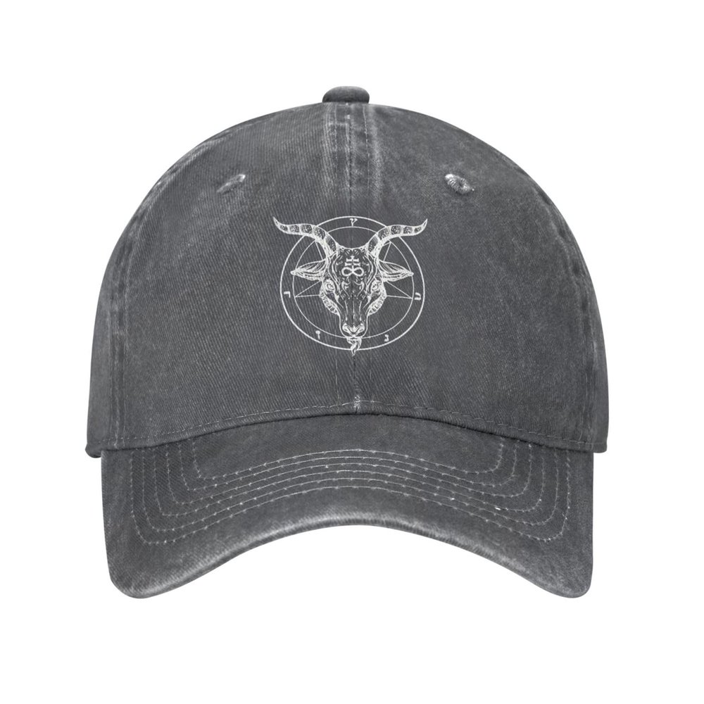 Baphomet Satanist Goat Ram Baseball Cap Trendy Dad Hat Men Women Sunhat Washed Denim Cowboy Hats