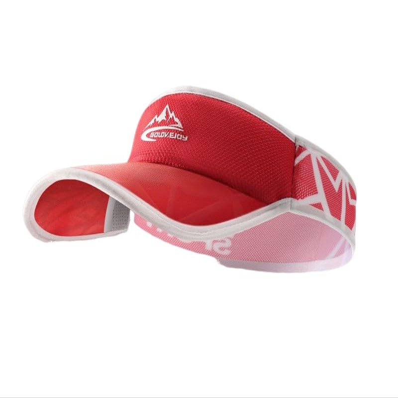 Summer Men's Outdoor Sports Fishing Hat Mesh Breathable Sun-Proof Empty Top Hat Sweat-Absorbent Quick-Drying Sun Visor (7 1/4,XMZ280; red)