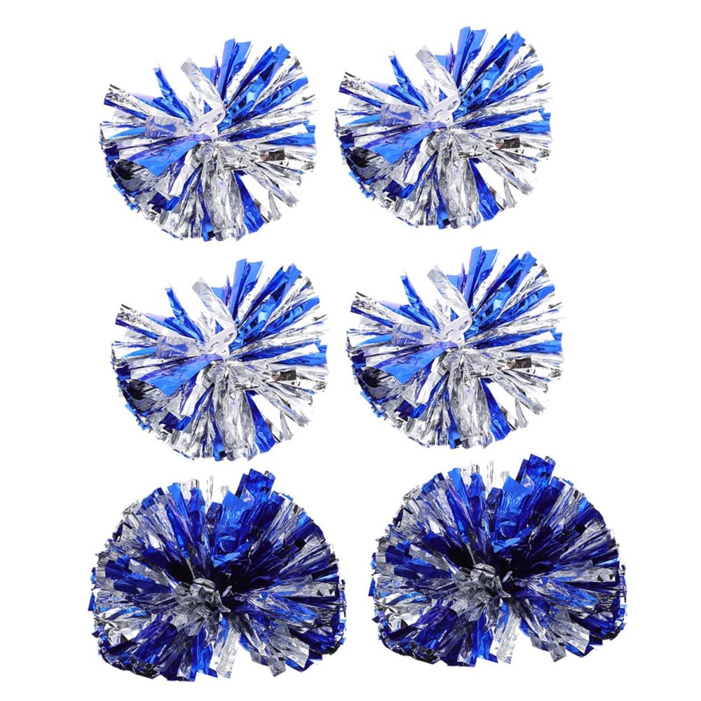 Anneome 6pcs Cheerleading Pom Poms for Dance Parties Sports Events and Team Spirit Metallic Foil Pompoms Finger Handle