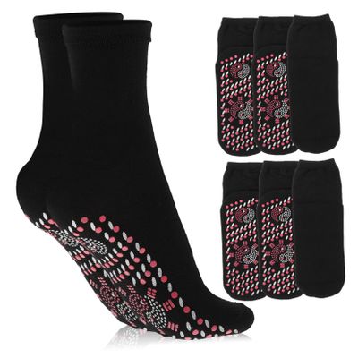GANAZONO 4pairs Thermal Mid-calf Socks for Women Men Heated Toe Socks Warm Winter Cotton Massage