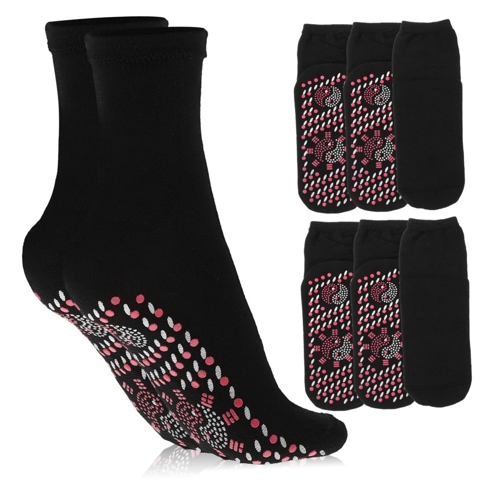 GANAZONO 4pairs Thermal Mid-calf Socks for Women Men Heated Toe Socks Warm Winter Cotton Massage