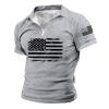 ZYXTIM American Flag Patriotic 1776 Shirt for Men Short Sleeve Quarter Zipper Distressed Polo Shirts Muscle Fit Independence Day T-Shirt(Grey,Medium) view 1