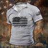 ZYXTIM American Flag Patriotic 1776 Shirt for Men Short Sleeve Quarter Zipper Distressed Polo Shirts Muscle Fit Independence Day T-Shirt(Grey,Medium) view 2