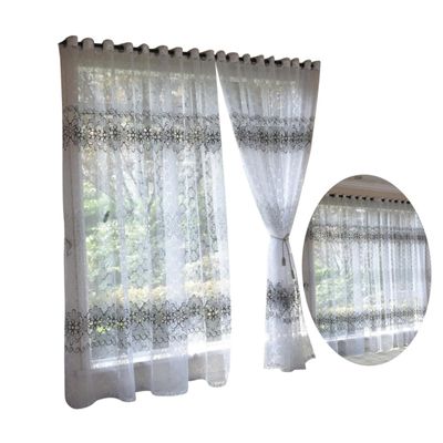 Cabilock Semi-Sheer Window Curtain Polyester Nice Wear Tear Resistance Boho Style for Home Grey