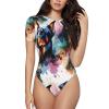 Augenstern Doberman-Rottweiler-Watercolor Women's Short-Sleeve Round Neck One-Piece Swimsuit Medium Black view 1