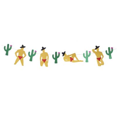 COOLHIYA Fiesta Banner Mexican Wedding Decor Cactus Border Latte Art Garlands for Party