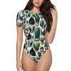 Augenstern Boston-Terrier-Cactus Women's Short-Sleeve Round Neck One-Piece Swimsuit X-Large view 1