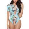 Cute-Australia-Koala-Bear Women's Short-Sleeve Round Neck One-Piece Swimsuit Large Black view 1