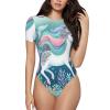 Cute-Unicorn-Sea-Tail Women's Short-Sleeve Round Neck One-Piece Swimsuit Medium view 1