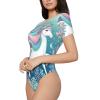 Cute-Unicorn-Sea-Tail Women's Short-Sleeve Round Neck One-Piece Swimsuit Medium view 3
