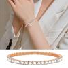 NineFit Basics Cubic Zirconia Tennis Bracelet for Women, Elastic Stainless Steel Rose Gold Color Hand Chain (Rose Gold), Large view 2