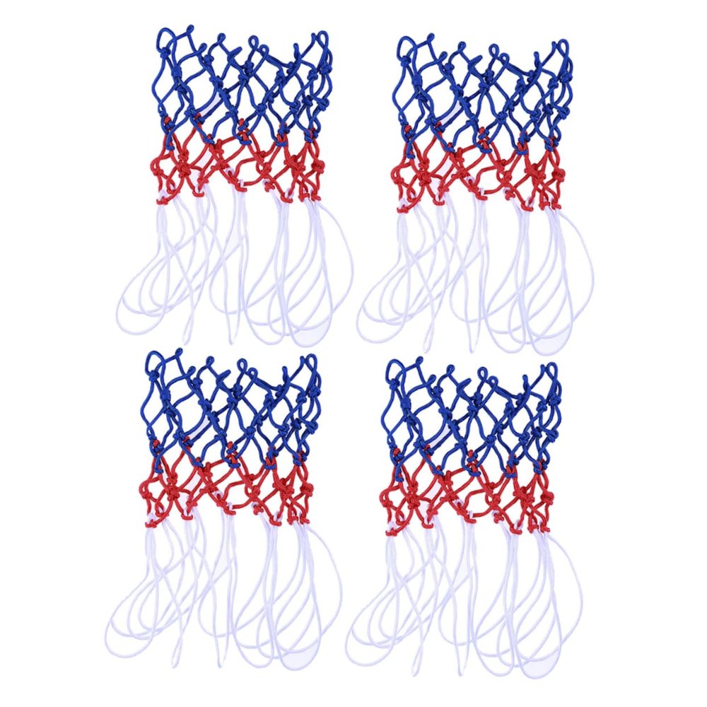 SUPVOX 4pcs Heavy Duty Tricolor Basketball Nets Weather Nylon Replacement for Standard Rims for Outdoor Games and Practices