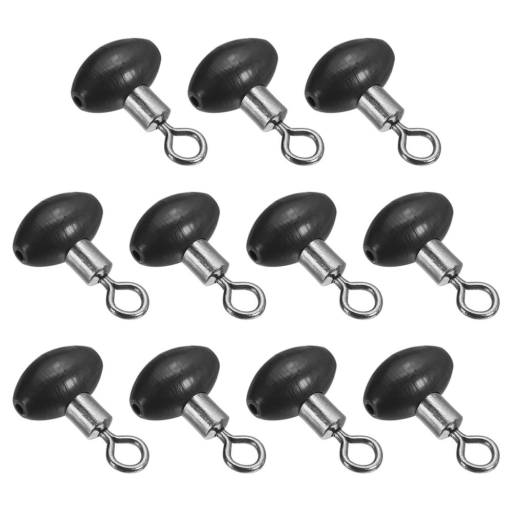PATIKIL 0.7"x0.5" Cross-Line Fishing Swivels & Bead, 10Pcs T Shape Pulley Slide Rig Rolling Swivels Fishing Hooks Connector Terminal Tackle, Black