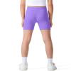 Somaibo 3 Pack Girls Bike Shorts Kids Cotton Cartwheel Athletic Gymnastics Shorts for Running Dance 10-12 Years Black Purple Rose view 4