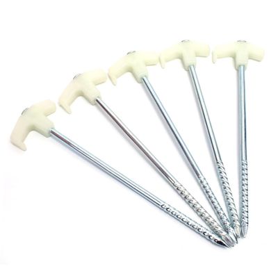 WHAMVOX 8pcs Glow- Dark Tent Stakes Durable Iron Steel Spiral Pegs with Plastic Handle Heavy Duty for Camping Hiking and Outdoor Adventures