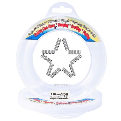 Aboda Clear Fishing Line 50 lb Dia 0.65 mm Strong Fishing Wire Clear String for Hanging Decorations Invisible Nylon String for Crafts Balloon Picture Hanging with Crimp Sleeves