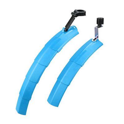 ZHUAYSEJXA Telescopic Folding Bicycle Fenders Set with Taillight MTB Mudguard Bicycle Front Rear Mudguard for Road Bike (Color : Blue)