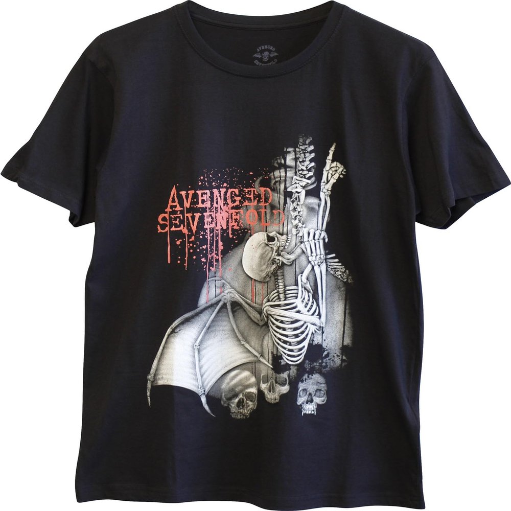 Avenged Sevenfold - Unisex Spine Climber T-Shirt, Licensed Band Graphic T-Shirts by Rock Off, Color Black, Licensed Band Graphic T-Shirts by Rock Off, Size: Medium