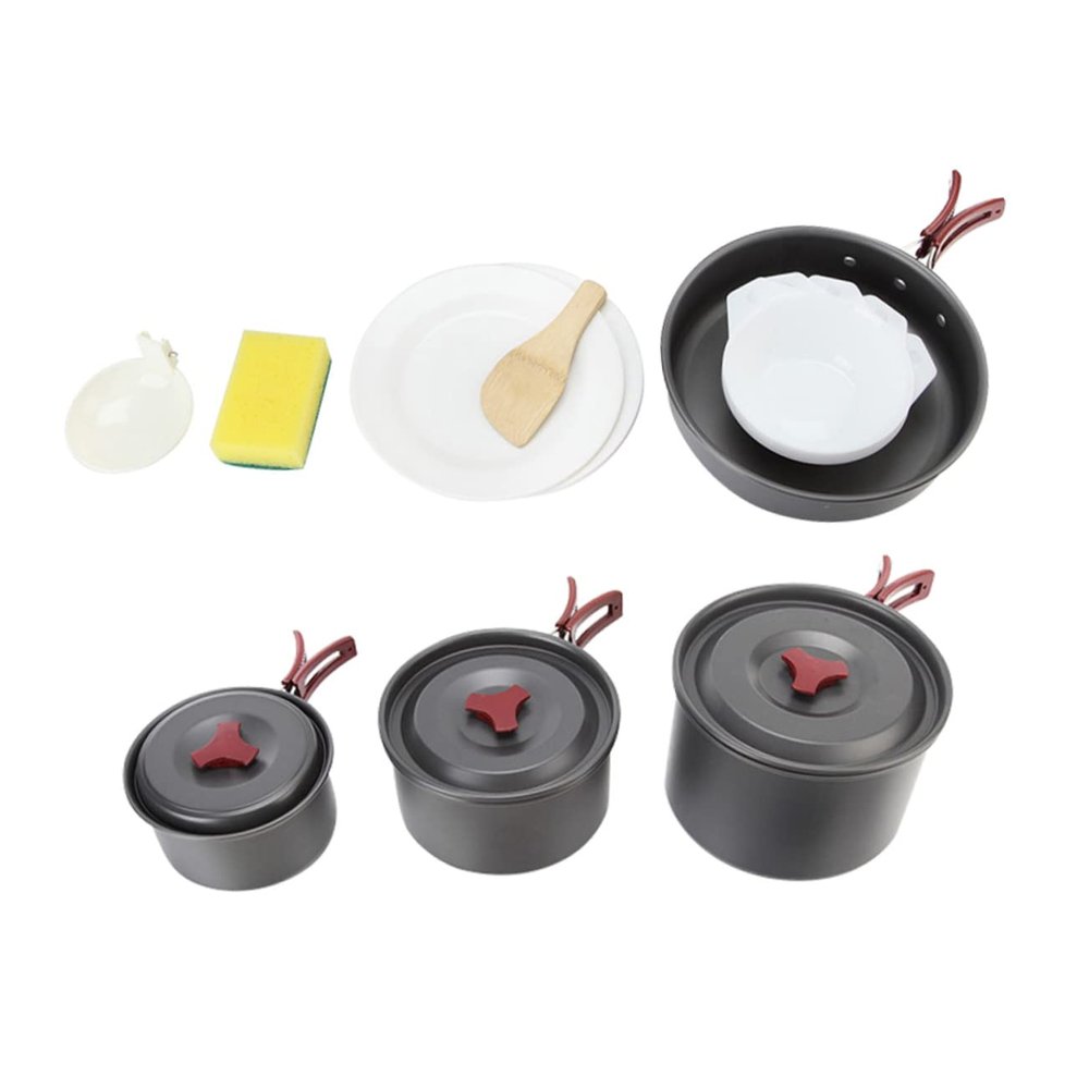WHAMVOX 1set Camping Cookware Set Folding Pots and Utensils for Outdoor Cooking Backpacking and BBQ Person Capacity Safe Handles for Picnics and Camping Adventures