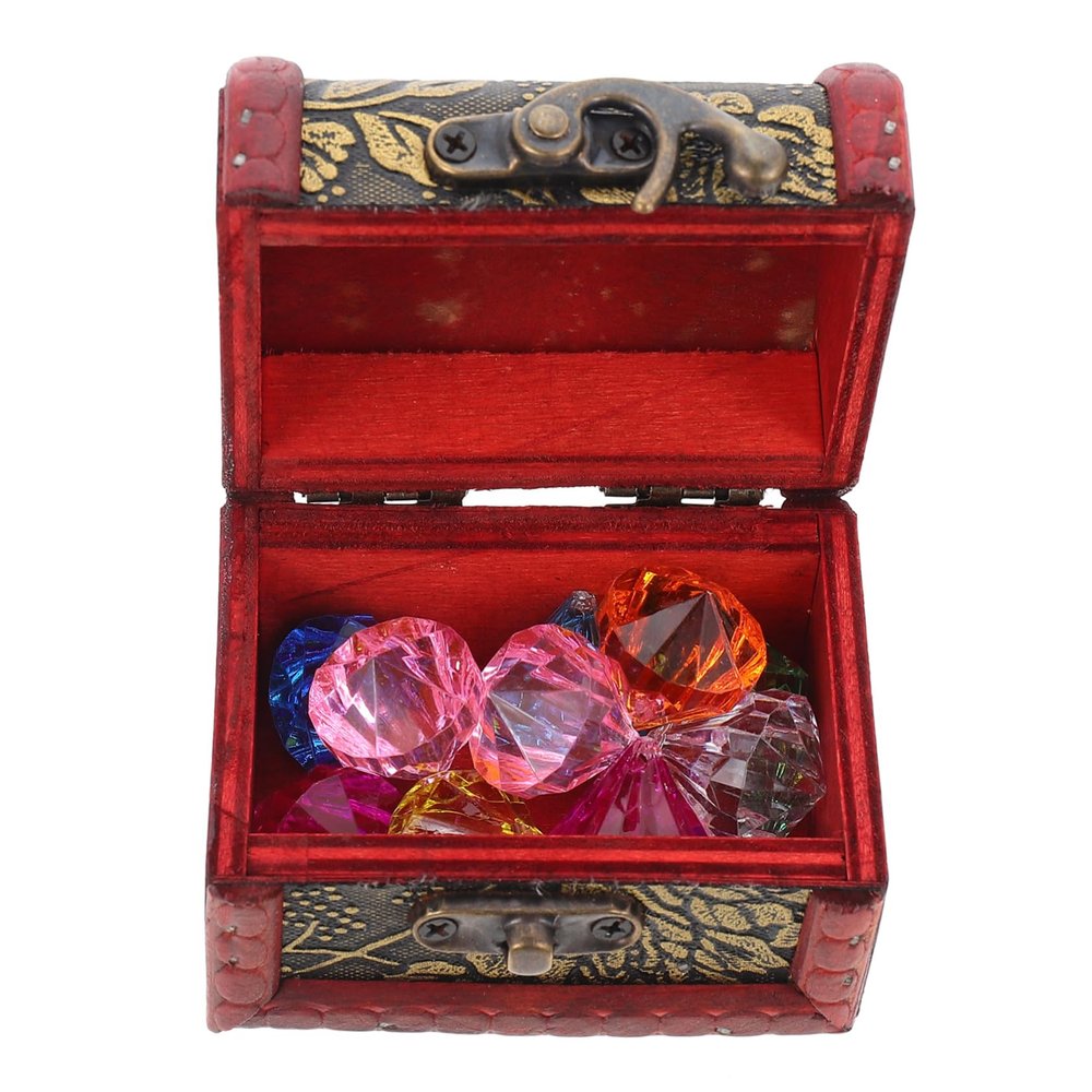 FAVOMOTO 1set Pirate Treasure Chest Toy Acrylic Gems for Pirate Themed Parties and Halloween Design for Boys and Girls Includes Random Gemstones