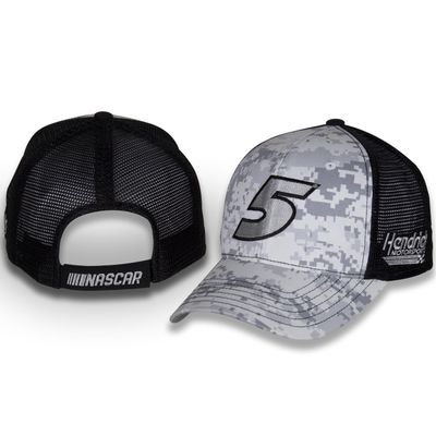 Checkered Flag Sports Kyle Larson #5 NASCAR 2024 Digital Camo Structured Front Black Mesh Hat, Gray