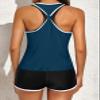 Aleumdr Womens Tankini Swimsuits Athletic Three Piece Tummy Control Bathing Suits with Shorts Modest Swimsuits for Women Sail Blue Medium view 2