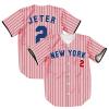 TIFIYA New York Jeter 2 Stripes Baseball Jersey NY Softball Short Sleeve Button Shirts for Youth Men Women T190-Pink-L view 1
