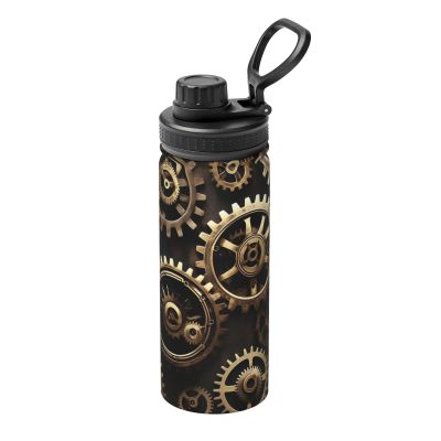 GaxfjRu Cool Steampunk Gears Sports Insulated Water Bottle - Premium 18 oz. Stainless Steel Hydration Bottle for Outdoor Enthusiasts