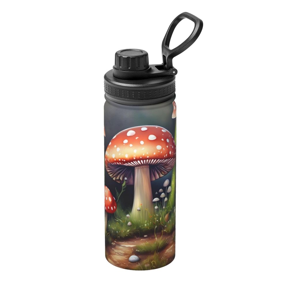 GaxfjRu Painting mushroom Sports Insulated Water Bottle - Premium 18 oz. Stainless Steel Hydration Bottle for Outdoor Enthusiasts