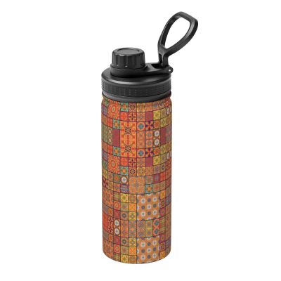 GaxfjRu Group of Moroccan Geometric Sports Insulated Water Bottle - Premium 18 oz. Stainless Steel Hydration Bottle for Outdoor Enthusiasts
