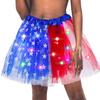 Jewemai Light Up 4th of July Tutu Skirt Glitter Tutu Skirt Independence Day Stars Layered Tutus for Girls Party Carnival (Style-B) Multi view 1