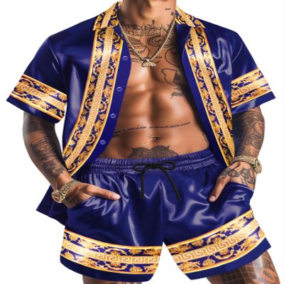 ZSJR Mens Hawaiian Party African Attire Satin Shirt Camisas Guayaberas Para Hombre Clothes Clothes Rack 2 Piece Valentine Outfits 90s Tracksuit Romper Pajamas Vacation Tropical Christmas Shirt for Men