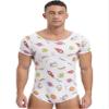easyforever Men's Short Sleeve Romper Pajamas One Piece Cartoon Print Sleepwear Bodysuits Tops Type F XX-Large