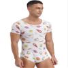 easyforever Men's Short Sleeve Romper Pajamas One Piece Cartoon Print Sleepwear Bodysuits Tops Type F XX-Large view 3