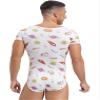easyforever Men's Short Sleeve Romper Pajamas One Piece Cartoon Print Sleepwear Bodysuits Tops Type F XX-Large view 4