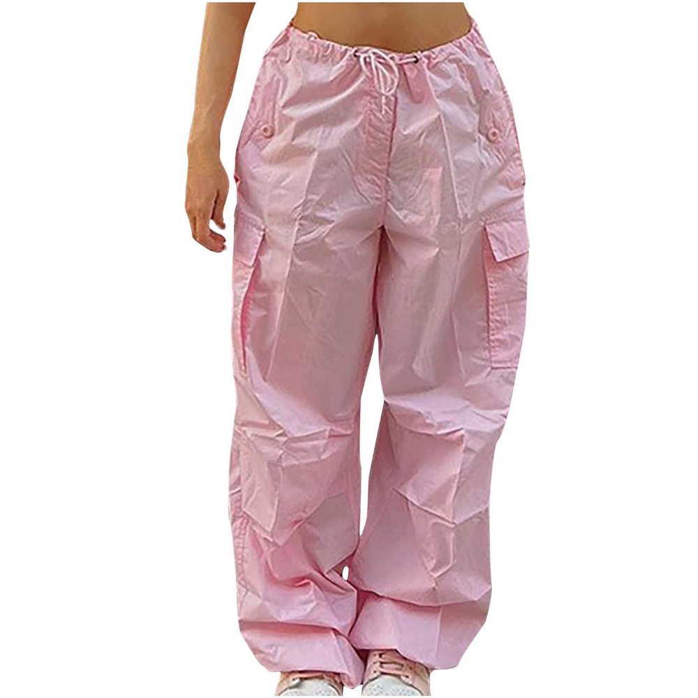 Akklian Women's Parachute Pants Fashion Y2k Cargo Pants Baggy Harajuku Casual Streetwear Cute Sweet Pants for Teen Girls 2024