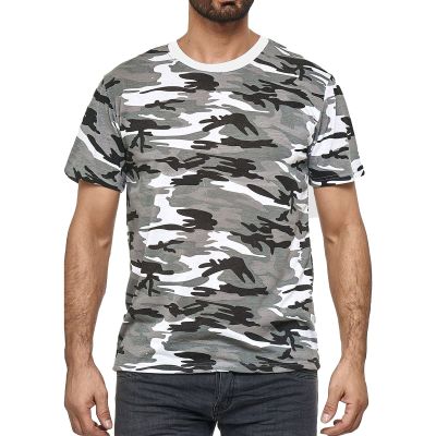 Gsywaipei Men Camouflage Short Sleeve Casual Summer Sports T-Shirt Loose Fit Round Neck Camo Shirts (Medium,Grey)