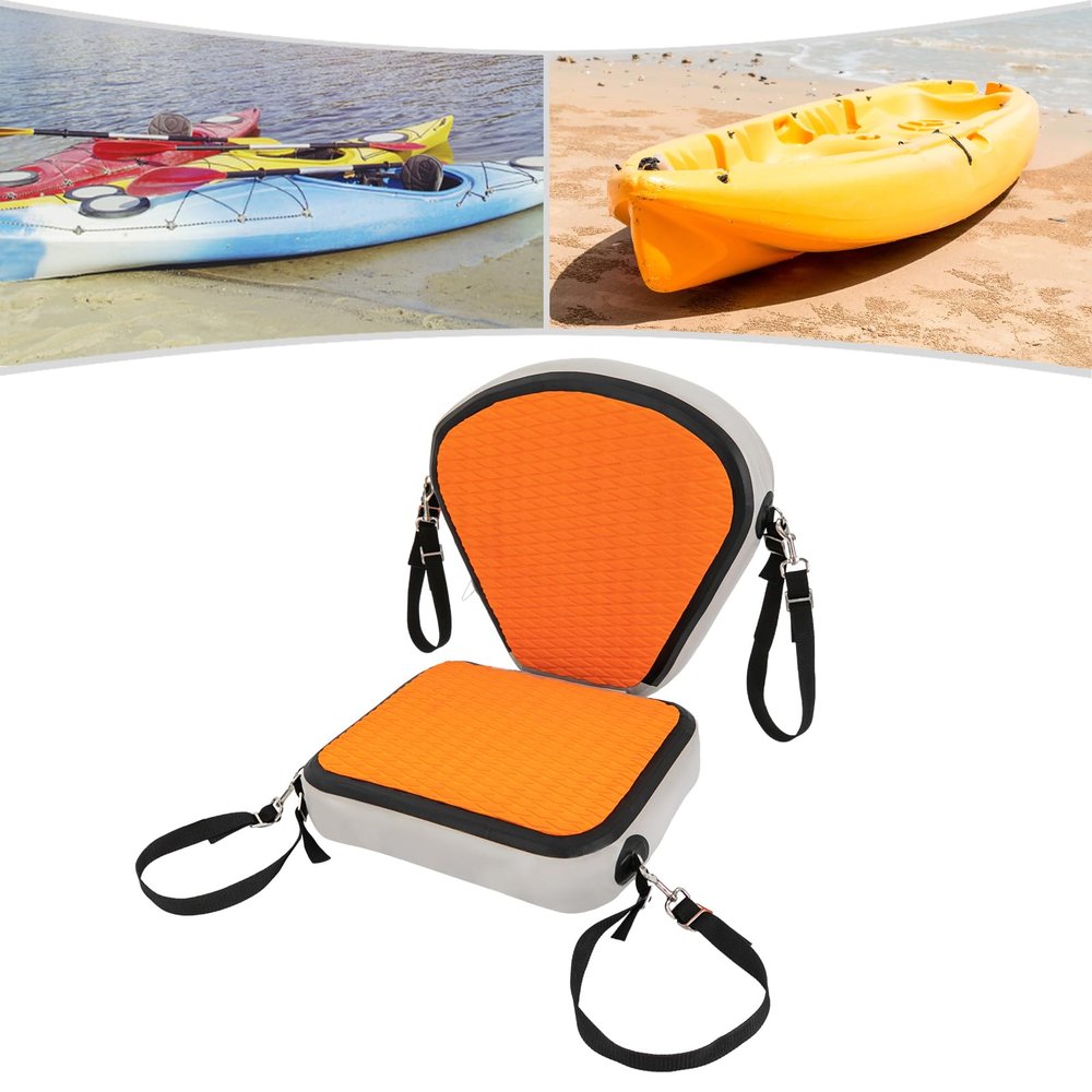 Detachable Universal Paddle-Board Seat with Back Support, Padded Kayak Seat Thicken Canoe Seat Kayak Replacement Part Seat Cushion for Kayak, Rowboats, Fishing Boats (Orange)