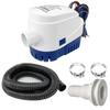 1-1/8 Inch Bilge Pump Plumbing Kit, 1100gph Electric 12v Automatic Boat Bilge Water Pump, 6 FT Hose, 2 Stainless Steel Clamps and Thru-Hull Fitting (Black with Auto Pump) view 1