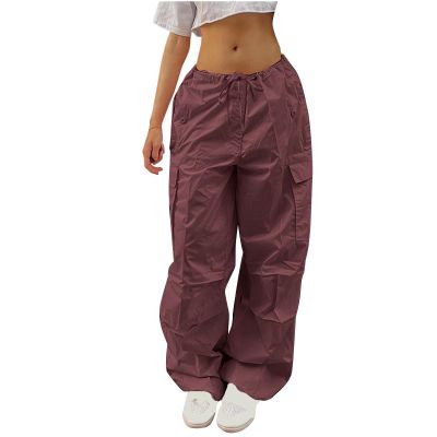 Akklian Women's Parachute Pants Fashion Y2k Cargo Pants Baggy Harajuku Casual Streetwear Cute Sweet Pants for Teen Girls 2024
