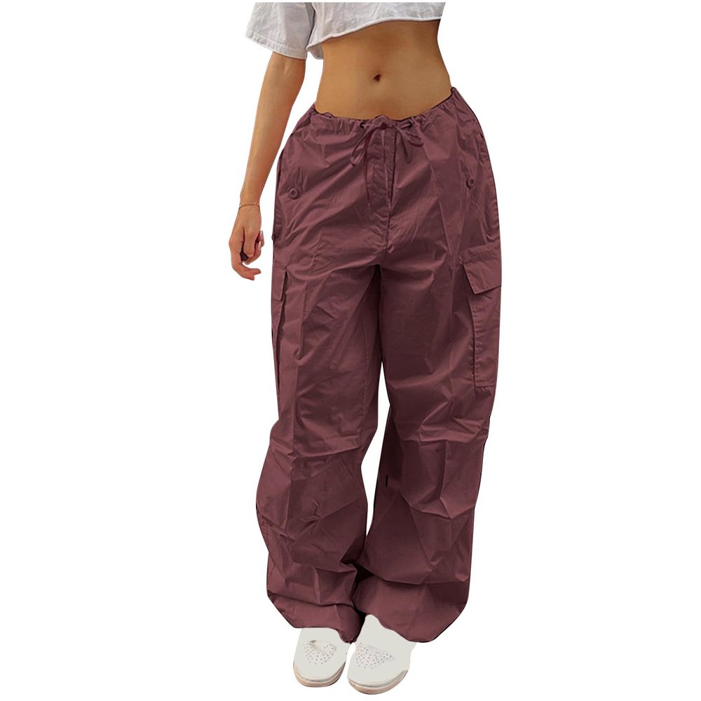Akklian Women's Parachute Pants Fashion Y2k Cargo Pants Baggy Harajuku Casual Streetwear Cute Sweet Pants for Teen Girls 2024
