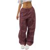 Akklian Women's Parachute Pants Fashion Y2k Cargo Pants Baggy Harajuku Casual Streetwear Cute Sweet Pants for Teen Girls 2024 view 1