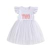Baby Girls My 1st Birthday Outfits One Romper Two/Three Tutu Skirt Ruffle Embroidery Letter Summer Clothes(2-3 Years, White-Two) view 1