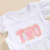 Baby Girls My 1st Birthday Outfits One Romper Two/Three Tutu Skirt Ruffle Embroidery Letter Summer Clothes(2-3 Years, White-Two) view 2