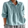 Akivide Women Casual Long Sleeve Top 2025 Linen V Neck Lapel Pleated Drawstring Loose Blouse Plus Size Dressy Tunic Shirt Outfit view 1